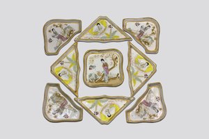 民國‧仕女紋拼盤九件一組