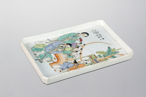 民國‧粉彩燕山五桂圖茶盤