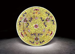 民國‧黃地福壽紋盤